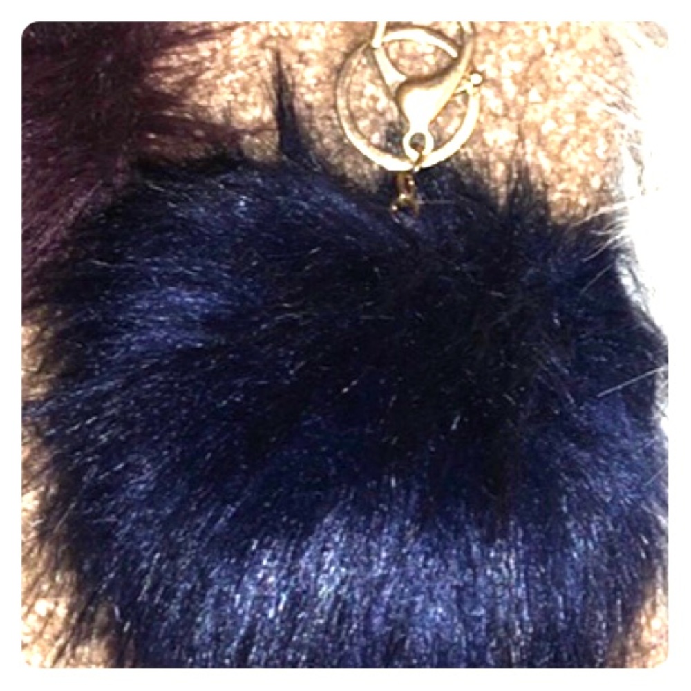 Navy Pom Keychain